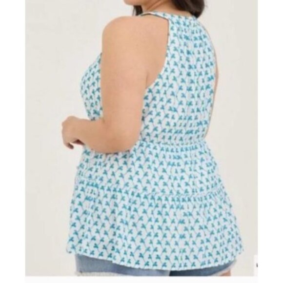 Torrid Womens White  Blue Eyelet Babydoll Tank Top size 1X new $55 - Picture 7 of 8